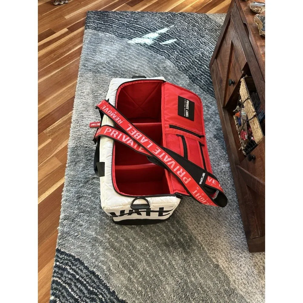 Private Label CARRY ON TRAVEL BAG Limited Edition Duffle Bag Black Red